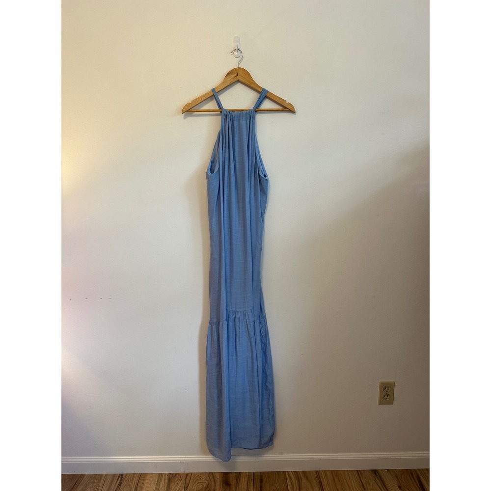 Treasure & Bond Blue Halter Tiered Maxi Dress | Size XL